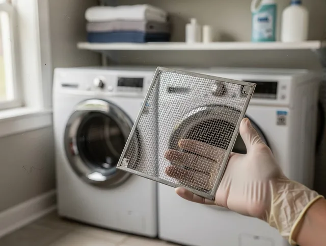 Clinton Dryer Vent Cleaning specialist performing detailed lint trap cleaning service in Clinton