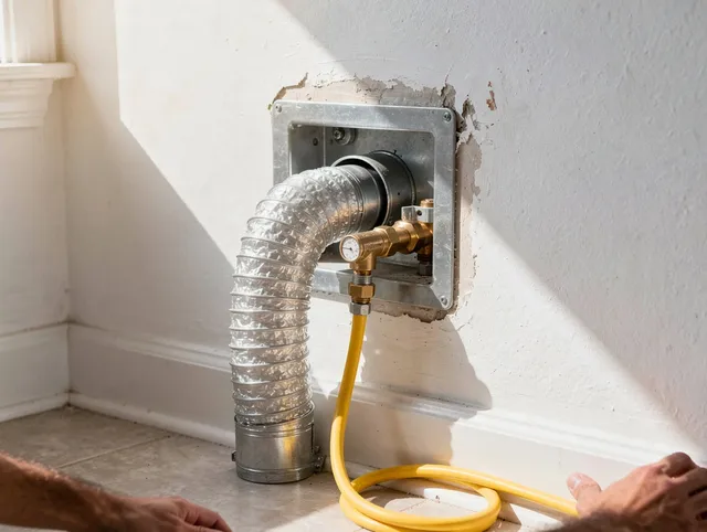 Clinton Dryer Vent Cleaning certified technician performing specialized gas dryer vent cleaning in Clinton